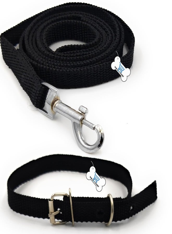 THE DDS STORE Dog Belt Combo of Dog Collar with Dog Leash Specially for Small Breeds Dog Collar Leash (Small 0.50 inch (Neck Size 27-37 cm), Black)